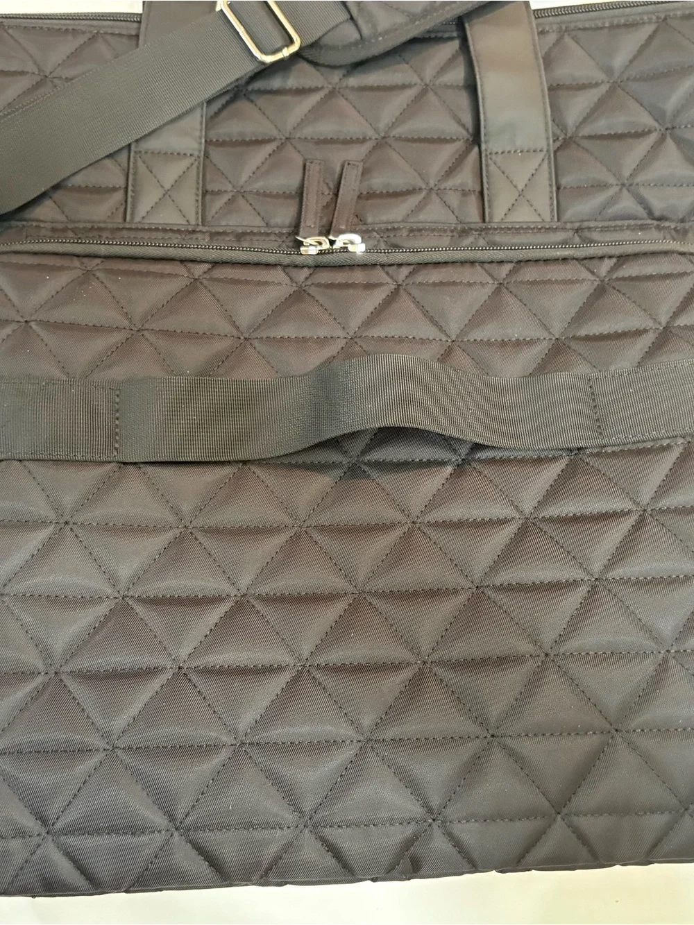 Quilted Black Laptop Carry Bag with Shoulder Strap